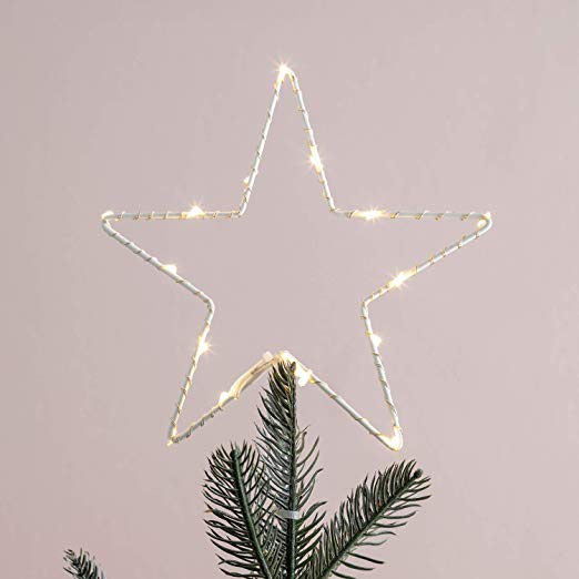 Lights4fun, Inc. 12" Star Battery Operated Micro Warm White LED Christmas Tree Topper Decoration