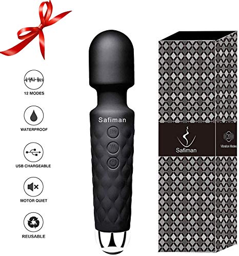 Personal Waterproof hot Magic Massager with 20 Wand Vibration Modes Powerful Maximum Speed 7200RPM Soft Material Cordless Whisper Quiet for Muscle Aches Handheld & Sports Recovery - Black Travel Gift