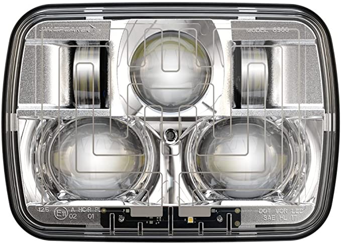 12-24V DOT/ECE LED RHT High & Low Beam Heated Headlight with Chrome Inner Bezel