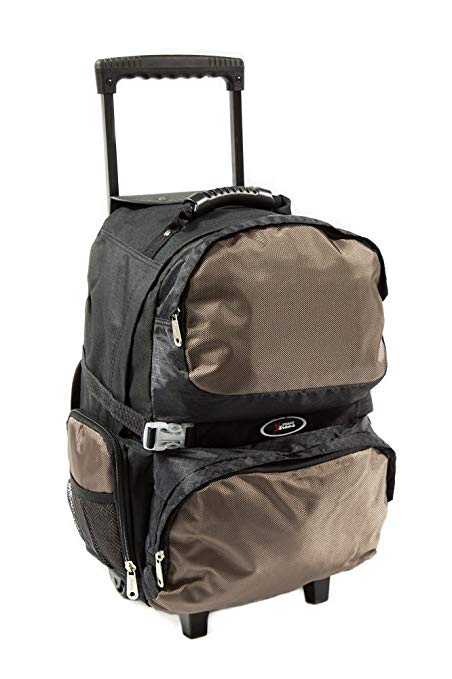 Everest Xtreme Wheeled Backpack with Internal Organizer, Brown/Black, One Size