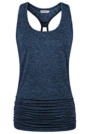 Tencole Womens Scoop Neck Sleeveless Loose Racerback Tank Tops with Side Shirring