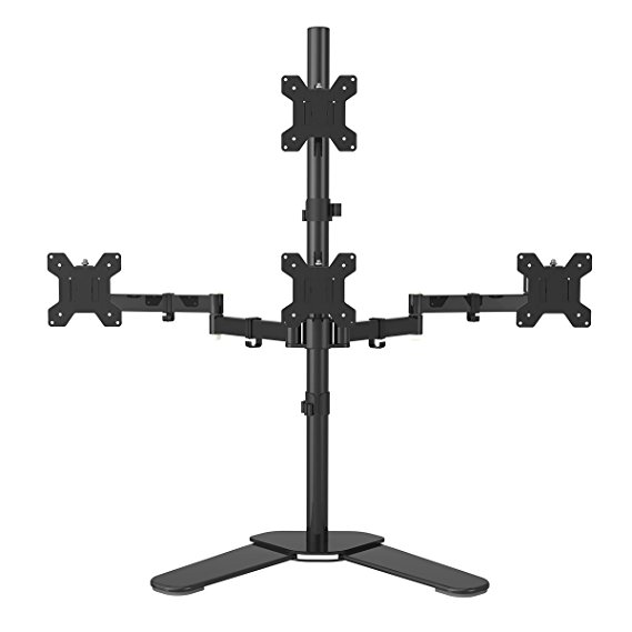 Suptek Quad Arm LCD LED Heavy Duty Monitor Stand Desk Mount Heavy Duty Fully Adjustable fits 4 Screens - Max VESA 100x100 ML6864