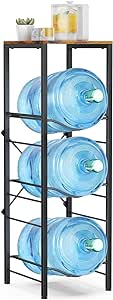 3-Tier 5 Gallon Water Jug Holder with Storage Shelve,5 Gallon Water Bottle Holder,Water Jug Stand, Water Jug Rack, Water Bottle Organizer for Kitchen,Office,Living Room,Brown