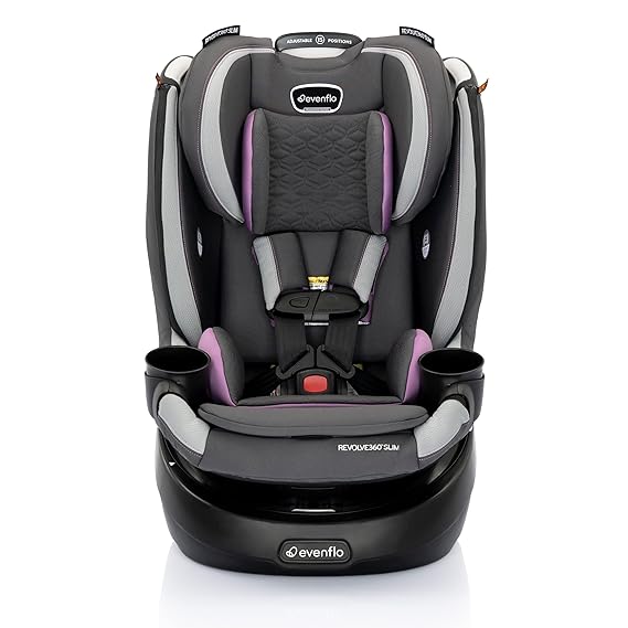 Evenflo Revolve360 Slim 2-in-1 Rotational Car Seat with Quick Clean Cover (Sutton Purple)