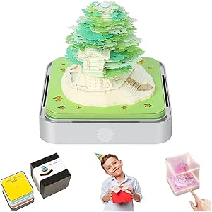 TimePiece Calendar - Tree of Life – Eco Commuters, 2024 Desk Calendar With LED Lights,Creative 3D Calendar DIY Paper Carving Art Craft Desktop Decoration House Sculpture Gift (B)