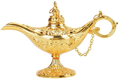 koulate Metal Genie Lamp Aladdin, Aladdin Magic Genie Light Luxury Magic Teapot Retro Elf Light Teapot Oil Lamp for Home Collection of Light Wishing (1#)