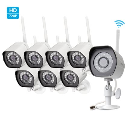 Zmodo Smart Wireless Security Camera - 8 Pack HD Indoor/Outdoor WiFi IP Cameras with Night Vision Easy Remote Access