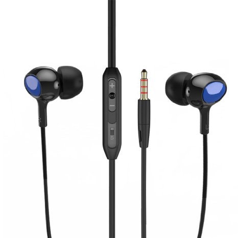 Buy 3 Get 1 - ErgoFit In-Ear Earbuds Headphones Earphones, Ultra Clear Treble, Moving-coil, Multipurpose Remote, Hands-free Speakerphone, Volume Control, Siri, For Android, IOS, E128, Black
