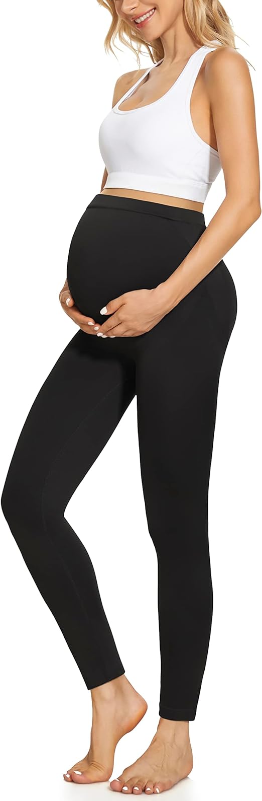 Hi Clasmix Maternity Leggings Over The Belly Butt Lift - Buttery Soft Non-See-Through Workout Pregnancy Leggings