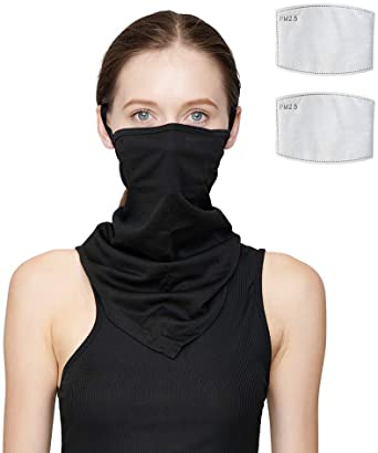 Bandana Face Mask, Multifunctional Outdoor Headwear, Face Shield Scarf Snoods for Men Women, with Filter Pocket Bandana and Loose Ear Loops