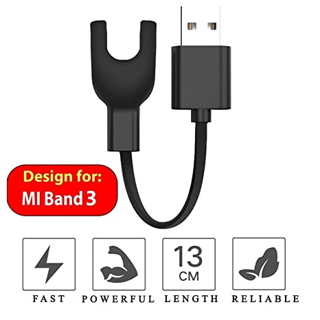 Sounce USB Charger Cord 15cm Fast Charging Cable Adapter for Xiaomi MI Band 3 - Black