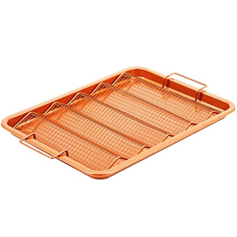 Copper Chef Oven Crisper Tray for Bacon & More | Baking Sheet & Air Crisper Pan | Use Hot Air to Crisp & Fry Bacon Without Oil or Fat | Non Stick & Dishwasher Safe 11.9" X 8.7"