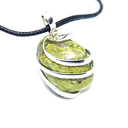 Unakite Jasper Gemstone Pendant Necklace - Natural Crystal Healing | Stone for Living in The Here & Now| Heart and Third Eye Chakras | Aligns Heart and Mind for Life Harmony| Jewelry for Men & Women