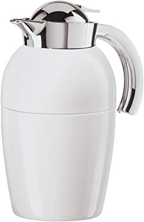 Oggi Senator Carafe with Press Button Top and Glass Liner, 1-Liter, White