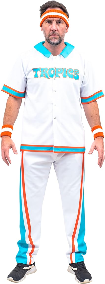 Jackie Moon Deluxe Flint Tropics Jersey Complete Warm Up Costume Set for Halloween & Cosplay