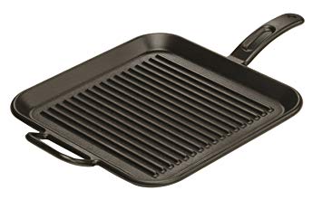 Lodge P12SGR3 12-Inch Pro-Logic Pre-Seasoned Cast Iron Square Grill Pan (Black)