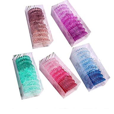 Whatyiu 9Pcs/Box New Creative Elastic Gradient Color Hair Ring Ponytail Hairband Accessories