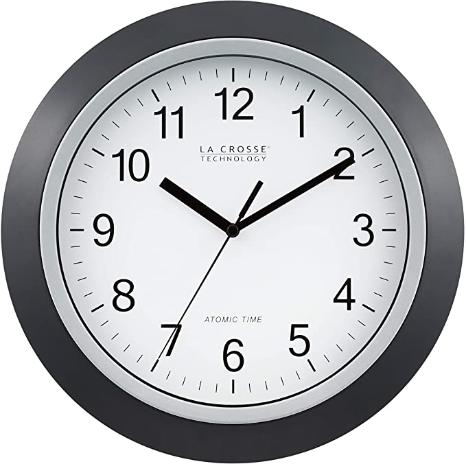 La Crosse Technology W85961 12 Inch Atomic Analog Black Wall Clock