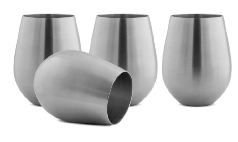 Modern Innovations Stainless Steel Stemless Wine Glasses, Set of 4, 18 Oz Made of Unbreakable BPA Free Shatterproof SS That Is Dishwasher Safe Great for Daily, Formal & Outdoor Use, Camping & Picnics