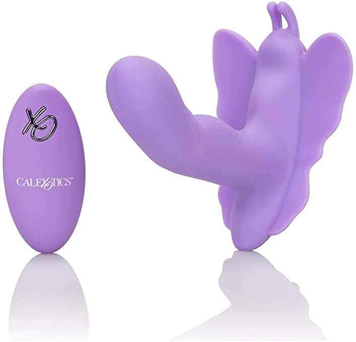 CalExotics Venus Butterfly Silicone Remote Rocking Penis – Hands Free Strap On Personal Massager Probe with Controller – Waterproof Adult Vibrator Sex Toy for Couples - Purple