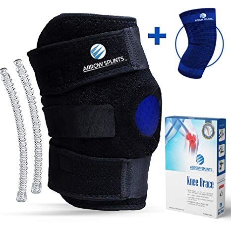 Arrow Splints Knee Brace for Meniscus Tear | Also for Arthritis, PCL, Tendonitis, ACL, MCL, Torn Ligament, LCL, Runners Knee | for Men & Women   Knee Compression Sleeve for Sport Injuries & Running