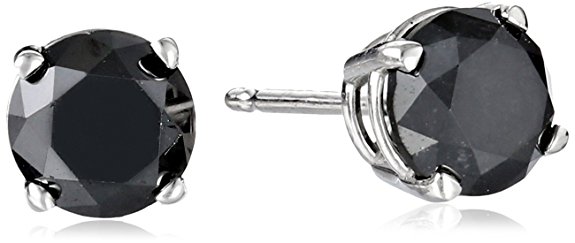 14k Gold Black Diamond Stud Earrings