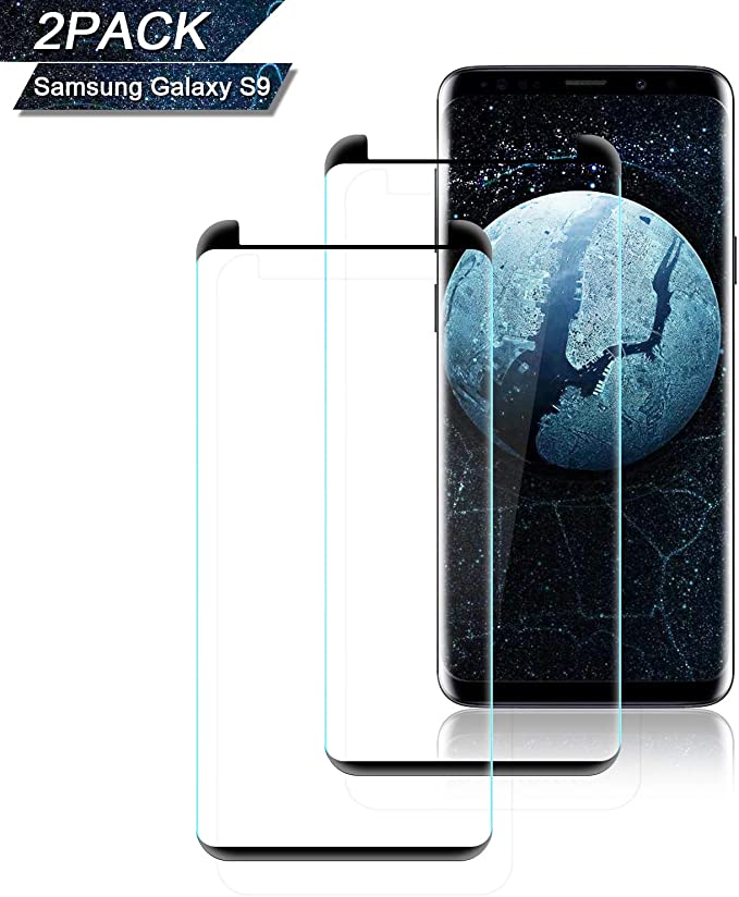 Jioue Galaxy S9 Screen Protector [2 Pack], Full Coverage HD Tempered Glass Anti-Scratch Bubble-Free Screen Protector for Samsung Galaxy S9