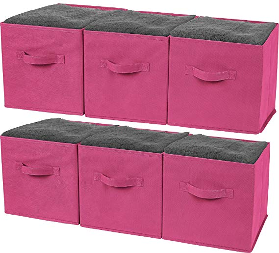 Greenco Foldable Storage Cubes Non-woven Fabric -6 Pack-(Pink)