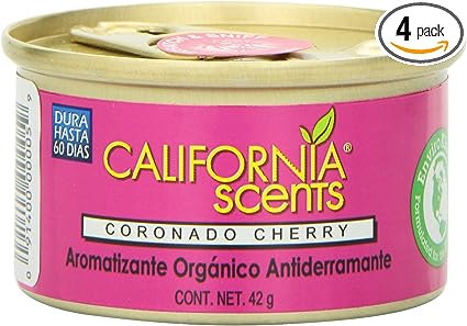 California Scents Spillproof Organic Air Freshener Twin-Pack, Coronado Cherry, 1.5 Ounce Canister (Pack of 4)
