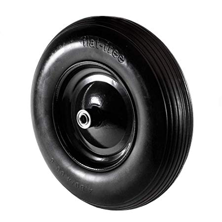 ALEKO WBNF16 Anti Flat Ribbed Replacement Wheel for Wheelbarrow 16 Inches No Flat Tire Black