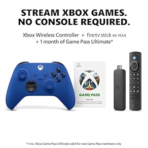 Xbox Amazon Fire TV Stick 4K Max with Shock Blue Core Wireless Controller Bundle   Free Month of Game Pass for New Members