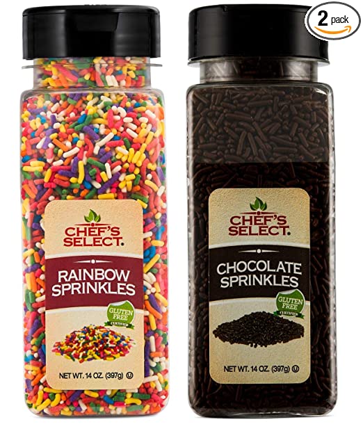 Chefs Select Decorative Rainbow and Chocolate Sprinkles Variety Pack -14oz