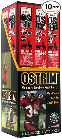 Ostrim Beef/Elk Snack Stick, Teriyaki, 1.5 Ounce (Pack of 10)