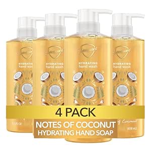 Safeguard Hydrating Liquid Hand Soap, Coconut Scent, Made with Plant Based Cleansers, 15.5 oz (Pack of 4)