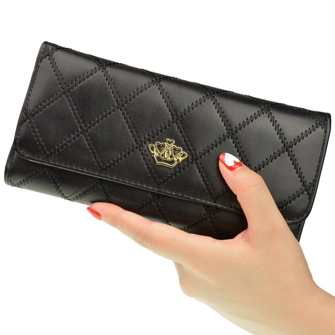 Lystaii Elegant Lady Womens Clutch Crown Wallet Card Holder Long Purse Leather Wallet