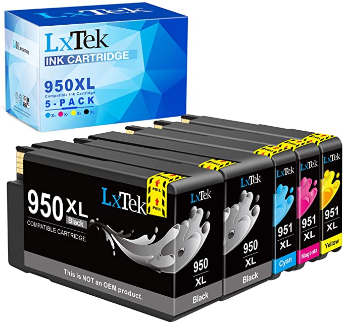 LxTek Compatible Ink Cartridge Replacement for HP 950 950XL 951 951XL Ink Cartridge (5 Pack), Work with OfficeJet PRO 8600 8610 8620 8630 8100 8625 8615 276dw (2 Black, 1 Yellow, 1 Magenta, 1 Cyan)
