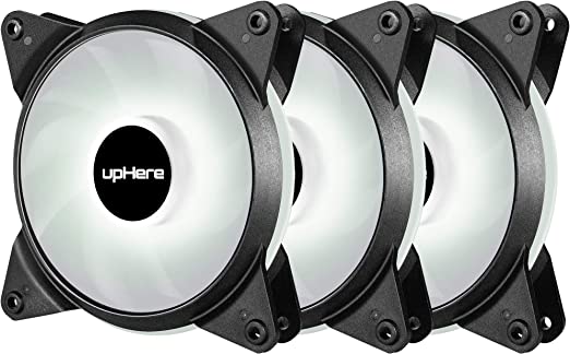 upHere White LED Quiet Edition High Airflow 120mm Case Fan 3 Pack- T3WT3-3