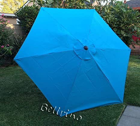 BELLRINO DECOR Replacement Lake Blue Strong & Thick Umbrella Canopy for 9ft 6 Ribs Lake Blue (Canopy Only)
