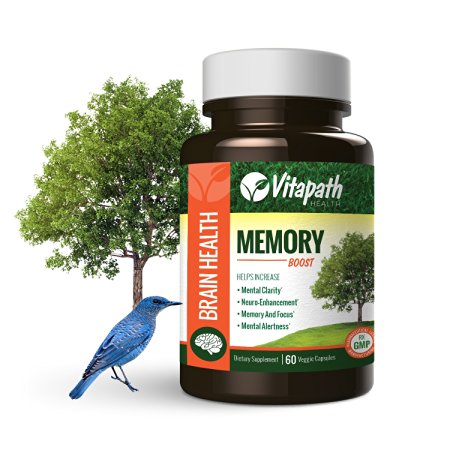 Brain Health Supplement & Memory Boost Vitamin, Enhances Focus, Replenishes Neurotransmitters, -60 Vegan Capsules- By Vitapath