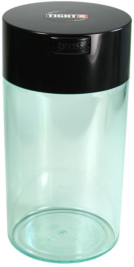 Tightpac America, Inc. Tightvac - 3 to 12 Oz Vacuum Sealed Storage Container, 1.3-Liter/1.1-Quart, Black Cap & Clear Body