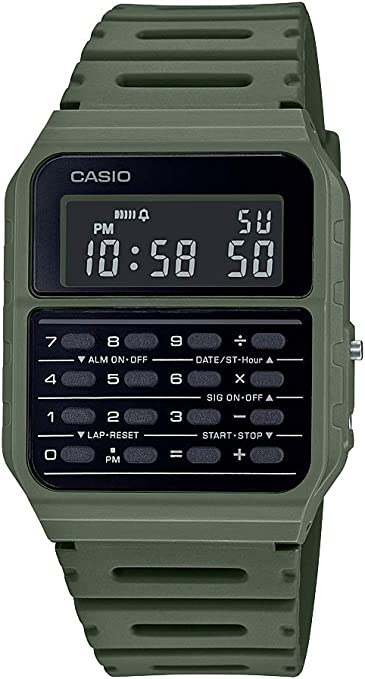 Casio Men's Vintage CA53W-1 Calculator Watch, Green, Quartz Watch