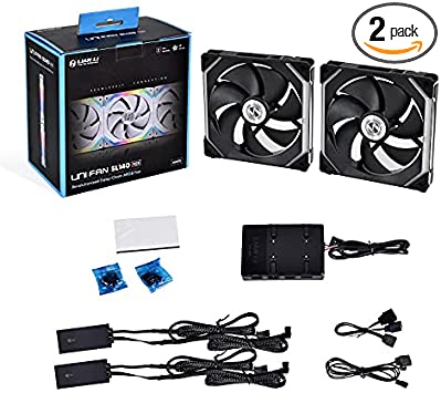 Lian Li UNI Fan SL140 RGB x2 140mm Revolutionized Daisy-Chain ARGB Fan - Black (one Controller Included)