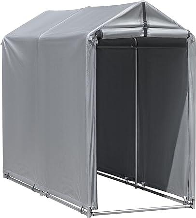 Flamaker Storage Shed 6' x 3' Metal Frame Outdoor Waterproof Carport Shelter with Rollup & Zipper Door Garage Tent for Bike, Motorcycle, Firewood