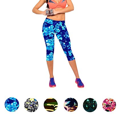 AutumnFall® Performance Activewear - Printed Yoga Capri Work-out Leggings