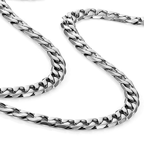 Classic Mens Necklace 316L Stainless Steel Silver Chain Color 18",21",23" (6mm)