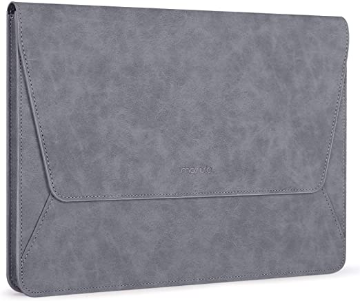 MOSISO Laptop Sleeve Compatible with 2020-2018 MacBook Air 13 A2179/A1932, 2020-2016 MacBook Pro 13 A2251 A2289 A2159/A1989/A1706/A1708, PU Leather Ultra Slim Flap Style Protective Case, Space Gray