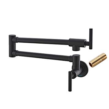 Havin A202 Pot Filler Faucet Wall Mount,Black Color,With Double Joint Swing Arms,Single Hole Two Handles (Pot filler Style A-Black Color)