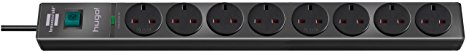 Brennenstuhl hugo! 8-way extension lead, electrical surge protection (3m cable, switch, casing made of break-proof polycarbonate) colour: anthracite