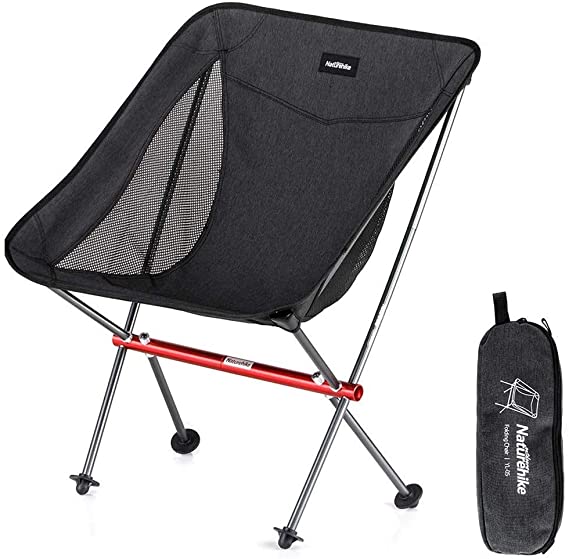 NaturehikePortable Camping Chair - Compact Ultralight Folding Backpacking Chairs, Small Collapsible Foldable Packable Lightweight Backpack Chair in a Bag for Outdoor, Camp, Picnic, Hiking (Black)