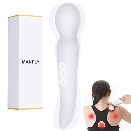 Cordless Wand Massager with 10 Powerful Speeds, 100% Waterproof Rechargeable Handheld Body Massager (White)